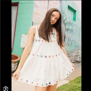 NWT QUEEN OF SPARKLES RAINBOW GROMMET DRESS SIZE MED